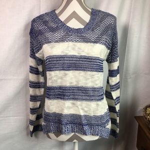 Mine Womens Blue White Striped Scoop Neck Sweater Sz S NWT